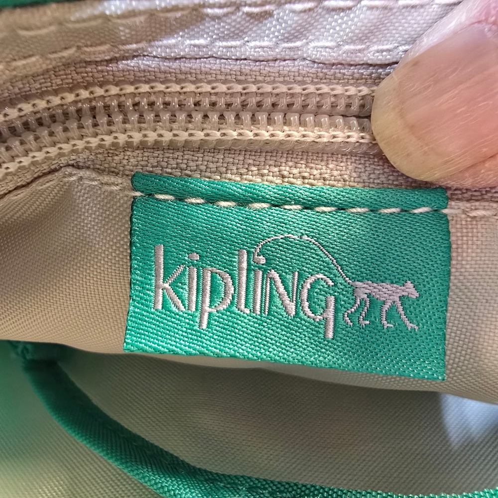Kipling Green Crinkle Nylon Crossbody Bag Small Messenger Shoulder Bag - Picture 6 of 7